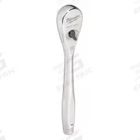 MILWAUKEE Hand Ratchet: Pear, Reversible, 6 in Overall Lg, Chrome, 4° Min Arc Swing, Non-Magnetic (MPN 48-22-9014). Key specifications — attr1205598: Reversible; attr1205605: Quick-Release Not Included; attr1205626: Chrome; attr1205607: Pear; attr1205624: MILWAUKEE.