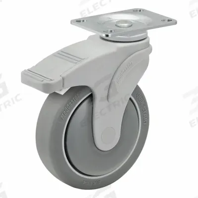 MEDCASTER Plate Caster: Swivel, Total Lock, Nylon, 6 in Wheel Dia., 32 mm Wheel Wd - High-Performance Medical Plate Casters