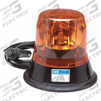 ECCO Rotating Beacon: Rotating Beacon, Amber, 5 11/16 in Overall Ht, Halogen - Vehicle Rotating Beacons