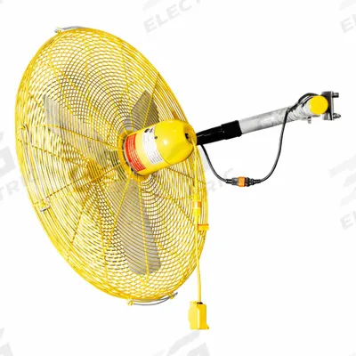 JAN FAN Mounted Fan: 24 in Blade Dia, 115 V, 1/4 hp Motor HP, Ceiling/Floor/Wall Mount - High-Visibility Industrial Wall-Mount Fans
