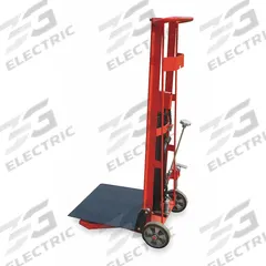 DAYTON Platform Lift Truck: 750 lb, 5 3/4 in to 54 in, Steel, 22 in L x 22 in W Platform, Foot Pump (MPN 2MPU7). Key specifications — attr1357334: DAYTON; attr1357306: (2) Axle-Mounted.