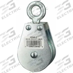 APPROVED VENDOR Pulley Block: Swivel, Upright Mount, Pulling, 600 lb Working Load Limit, Wire Rope (MPN 02048-2-C). Key specifications — Product Type: Pulley Block; Brand: APPROVED VENDOR; Compatible Rope Type: Wire Rope; Pulley Type: Swivel; Attachment Type: Swivel Eye; Operation: Pulling; Bearing Type: Sleeve; Finish: Zinc.