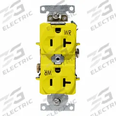 LEVITON Duplex Receptacle Outlet: Duplex, 5-20, Yellow, 125V AC, 20 A, 2 Pole / 3 Wire (MPN WBR20-Y)