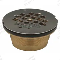 ZURN Shower Drain: Brass, Unfinished, 4 1/4 in Overall Dia, 3 1/2 in Overall Ht, Silver (MPN FD2275-BR2). Key specifications — Material: Brass; Grate Material: Stainless Steel.