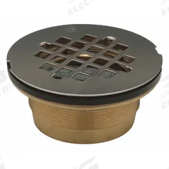 ZURN Shower Drain: Brass, Unfinished, 4 1/4 in Overall Dia, 3 1/2 in Overall Ht, Silver (MPN FD2275-BR2). Key specifications — Material: Brass; Grate Material: Stainless Steel.