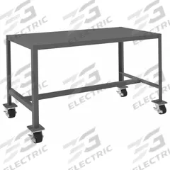 DURHAM MFG Work Table: Fixed Ht, Steel, 48 in x 24 in, 2,000 lb Overall Load Capacity (MPN MTM244830-2K195). Key specifications — Unit Type: Not Expandable or Modular; Assembly: Fully Assembled; Wheel Material: Phenolic; Frame Material Finish: Powder Coated; Mobility: Casters; Height Adjustability: Fixed Height; Caster Type: (4) Swivel Locking; Frame Construction: Welded Only.