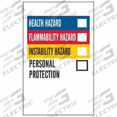BRADY NFPA Label: 2 in Ht, 1 1/4 in Wd, Vinyl, Adhesive, 1 1/4 in x 2 in - Safety