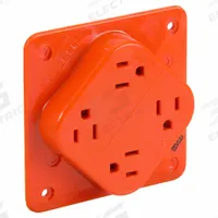 HUBBELL Receptacle: Quad, 5-15, Orange, 125V AC, 15 A, 2 Pole / 3 Wire (MPN IG415)