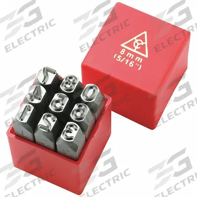 APPROVED VENDOR Hand Stamp Kit: 0 thru 9 (6 doubles as 9), 3/8 in Character Ht - Sharp-Face Hand Stamps