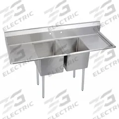 ELKAY Kitchen Sink: 2 Bowls, 43 3/4 in Overall Ht, 70 in Overall Lg, 25 3/4 in Overall Wd (MPN E2C16X20-2-18X). Key specifications — Brand: ELKAY.