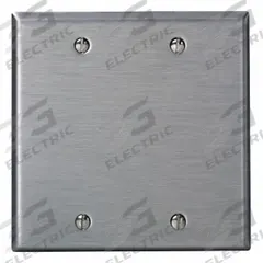 LEVITON Wall Plate: Blank, 2 Gang, Silver, Std Size (MPN 84025-40). Key specifications — Brand: LEVITON; Material: Stainless Steel.