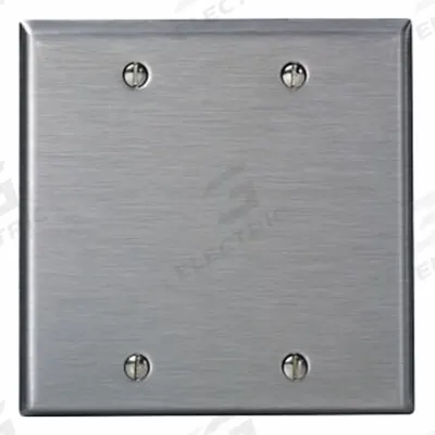 LEVITON Wall Plate: Blank, 2 Gang, Silver - General Purpose Wall Plates