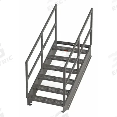 APPROVED VENDOR Portable Stairs: 7.1 ft Overall Ht, Steel, 500 lb Load Capacity, Serrated - Easy-Climb Steel Stairs