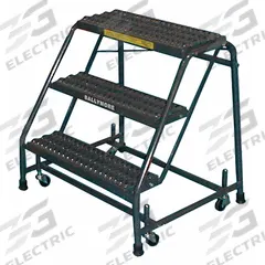 BALLYMORE Step Stool: 2.4 ft Overall Ht, 450 lb Load Cap, 3 Steps, Steel, 2.4 ft Standing Ht (MPN 318XSU). Key specifications — attr1051722: Rolling Step Stool; attr1051697: BALLYMORE; attr1051699: (4) Swivel; attr1051702: Gray; attr1051713: Handrails Not Included; attr1051726: Rectangle.