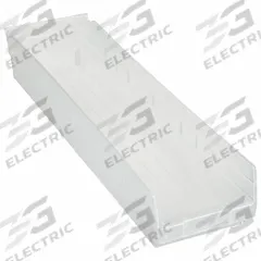 AKRO-MILS Shelf Bin: 23 5/8 in Overall Lg, 6 5/8 in x 4 in, Clear, Nesting Capable, Not Hangable (MPN 30164SCLAR). Key specifications — attr1179622: AKRO-MILS; attr1179611: 0%; attr1179616: 30164SCLAR; attr1179624: Dividers Not Included; attr1249172: Not Electrostatic Discharge Conductive.