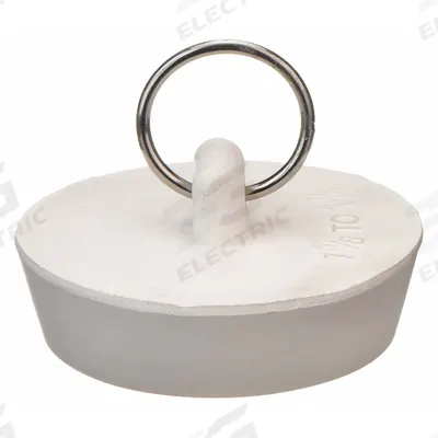 APPROVED VENDOR Drain Stopper: 1 3/4 in Overall Dia, Rubber, White, Push and Pull - Stoppers & Plugs for Sink Drains