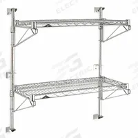 METRO Wire Wall Shelf: 36 in x 24 in, 2 Shelves, 125 lb Load Capacity per Shelf, Direct, Silver (MPN SW53C-2-2436). Key specifications — Mounting Mechanism: Direct; Material: Steel; Finish: Chrome; Color: Silver; Brand: METRO.