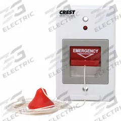 CREST HEALTHCARE SUPPLY Pullcord Station: 2 3/4 in Overall Wd, 24V AC/DC, 5700CC. Key specifications — Standards: FDA Listed; Manufacturer Part Number: 5700CC; Color: White; Voltage: 24V AC/DC; Brand: CREST HEALTHCARE SUPPLY; Call Station Type: Pullcord Station; Part Type: Station Replacements; Station Type: Pullcord Station.