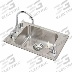 ELKAY Classroom Sink: Dual Manual Handle, Lever, 22 in Overall Lg, 19 1/2 in Overall Wd, 18 ga (MPN DRKAD222055C). Key specifications — Brand: ELKAY; Sink Material: Stainless Steel.