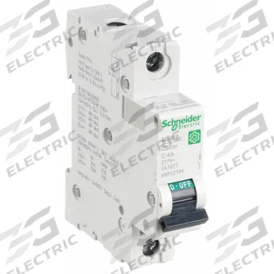 SCHNEIDER Supplementary Protector: 4 A Amps, 60V DC, 14kA at 120/240V AC, Screw Clamp - C-Curve, 1-Pole UL1077 DIN Rail-Mount Supplementary Protectors
