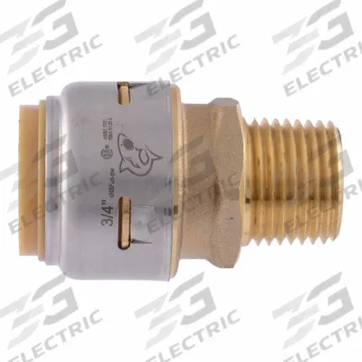 SHARKBITE MAX Push-Fit Adapter Fitting: Straight, 3/4 in OD x 1/2 in Pipe Size - Standard Brass Push-to-Connect Tube Fittings
