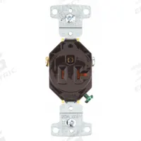 BRYANT Receptacle: Single, 5-20, Brown, 125V AC, 20 A, 2 Pole / 3 Wire (MPN BRYRR201)