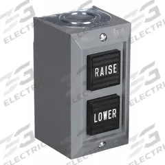 SQUARE D Control Station: (2) Push Buttons, 0 Pilot Lights, 2NO, Raise/Lower, (2) Momentary (MPN 9001BG209). Key specifications — attr1022946: Raise/Lower; attr1022956: (2) Black; attr211290: SQUARE D; attr1042017: Indoor Use Only; attr1089900: (2) Push Buttons.