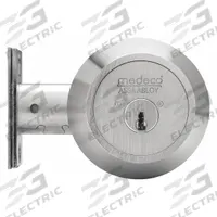 MEDECO Deadbolt Lock: Cylindrical, 2 1/2 in Door Thick - Max, Brass (MPN 11C605-T-26-DL-P). Key specifications — ADA Compliant: No; Brand: MEDECO; Cylinder Core Type: Conventional Core Cylinder; Finish: Bright Brass, Clear Coated; Keyway Type: Schlage C; Includes Core: Core Included; Ligature Resistance: Not Ligature-Resistant.