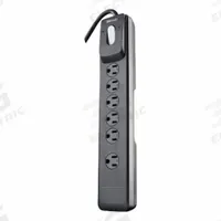 WOODS Surge Protector: 6 Outlets, 4 ft Cord Lg, 1,440 J Rated Energy, 15 A Current, Black, 5-15P (MPN 41494). Key specifications — Brand: WOODS; Mounting Style: Non Mounting.
