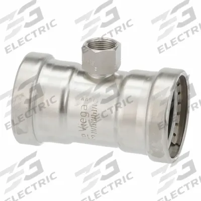 VIEGA PROPRESS Crimp Tee Fitting: 2 1/2 in CTS x 2 1/2 in CTS x 3/4 in Pipe Size - Potable Water Stainless Steel Press Fittings