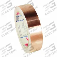 3M Copper Foil Shielding Tape 1182: 1/4 in Wd, 18 yd Lg, 3.5 mil Thick, 600 V Volt Rating, Brown (MPN 49878)
