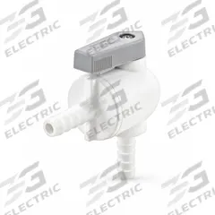 PARKER Manual Two-Way Ball Valve: 1/4 in, Polypropylene, Angle, Barb x Barb, One-Piece, Lever (MPN PBPP4VEU4). Key specifications — Brand: PARKER; Handle: Lever.