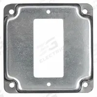 RACO Electrical Box Cover: 2 Gangs, Crushed Corner, For Square Box Shape, Galvanized Zinc (MPN 808C). Key specifications — Brand: RACO; For Box Shape: Square; Material: Galvanized Zinc; Cover Design: Crushed Corner.
