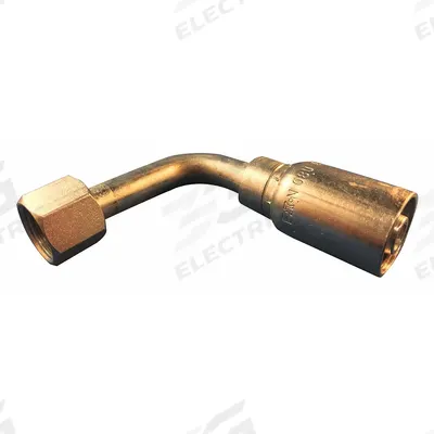 KURT Hydraulic Crimp Fitting: Carbon Steel, 90° Long Elbow, -8 For Hose Dash Size - Kurt Crimp Hydraulic Hose Fittings with JIC Connection
