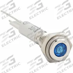 APPROVED VENDOR Flush Panel Light: 6 mm Panel Mounting Hole Dia, LED, Blue, Flush Head, H06 (MPN 24M035). Key specifications — Brand: APPROVED VENDOR; Electrical Connection: Lead for Soldering.