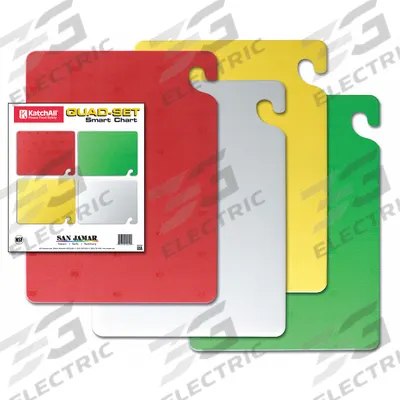 SAN JAMAR Cutting Board Set: 18 in Overall Lg, 12 in Overall Wd, Green/Red/White/Yellow - Cut-N-Carry Cutting Board Sets