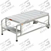 APPROVED VENDOR Mobile Work Platform: 1.7 ft Platform Ht - Max, 24 in x 49 in, Aluminum (MPN A003). Key specifications — Folding: Not Foldable; Mobility: Rolling; Use Location: Indoor; Brand: APPROVED VENDOR; Color: Silver; Height Adjustability: Fixed Height; Includes Handrails: Handrails Not Included; Locking Mechanism: No Locking Mechanism.