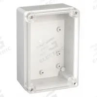 BOX ENCLOSURES Enclosure: Gray, Polycarbonate, 4 in x 3 in x 2 in, NEMA 4, Clear Cover (MPN BEN-30PC). Key specifications — Color: Gray; Cover Style: Clear; NEMA Enclosure Rating: 4; Brand: BOX ENCLOSURES.
