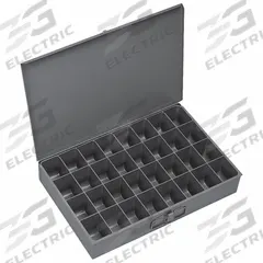 Compartment Drawer: 18 3/8 in x 12 1/2 in x 3 1/8 in, 3 1/16 in x 2 1/8 in x 2 7/8 in, 0 Dividers (MPN 107-95-D935). Key specifications — Color: Gray; Compartment HxWxD: 3 in x 2-1/8 in x 2-7/8 in; Number of Compartments: 32; Removable Dividers: No; Compatible Manufacturer Model Number: 321B; Brand: DURHAM MFG.