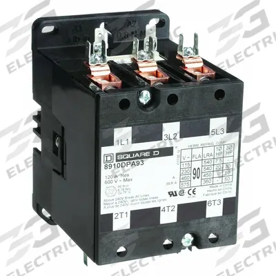 SQUARE D Definite Purpose Magnetic Contactor: 3 Poles, 120V AC, 90 A - Non-Reversing Definite Purpose Contactors