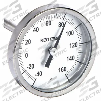 REOTEMP Soil Dial Thermometer: -40°F to 160°F, +/- 1% Accuracy, 6 in Stem Lg - Dial Thermometers for Soil