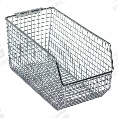 QUANTUM STORAGE SYSTEMS Hang and Stack Bin: 5 1/2 in x 10 3/4 in x 5 in, Silver - Vented Metal Wire-Mesh Bins
