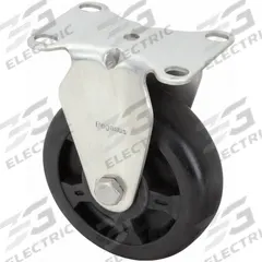 APPROVED VENDOR Plate Caster: Rigid, No Brake, Nylon, 5 in Wheel Dia., 1 1/4 in Wheel Wd, Slot (MPN P12RX-HNG050G-12). Key specifications — Brand: APPROVED VENDOR; Wheel/Tread Color: Black; Roll Up: Rigid.
