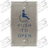 BEA Exit Push Button: 4 1/2 in Ht, 5/8 in Dp, 2 3/4 in Wd, ADA Compliant, Aluminum/Stainless Steel (MPN 10PBO241). Key specifications — Product Type: Exit Push Button; Operation Type: Push; ADA Compliant: Yes; Brand: BEA; Color: Gray.