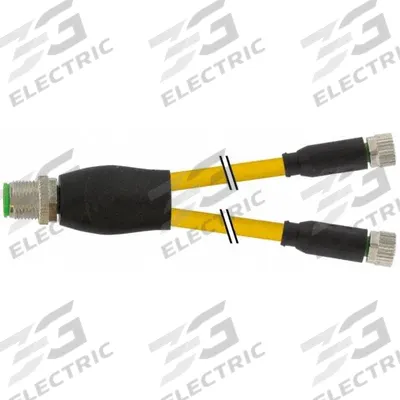 MURRELEKTRONIK Cordset: M12 Male Straight X (2) M8 Female Straight, PUR, Yellow - M12 x M8 Y-Distributor Cordsets with PUR Jacket for Twisting Applications