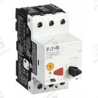 EATON Manual Motor Protector: Non-Reversing, 3 Poles, 0.4 A, Thermal Protection, Push Button (MPN XTPBP40BC1). Key specifications — Maximum Voltage Rating: 600V AC; Brand: EATON; Thermal Units Required: None (Starter Includes Integrated Thermal Units); Frame Size (Width): 45mm (B Frame).