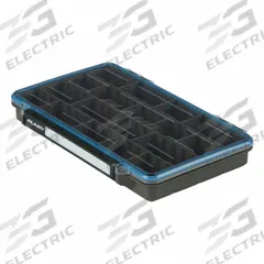 PLANO Compartment Box: 14 in x 7 1/4 in x 1 3/4 in, Black/Clear, 64 Compartments, 20 Adj Dividers (MPN P000274). Key specifications — Color: Black/Clear; Brand: PLANO; Material: Plastic.