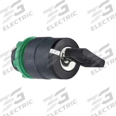 SCHNEIDER Keyed Selector Switch: 3 Position, 22 mm Panel Mounting Size - Panel-Mounted Key Switches without Contacts