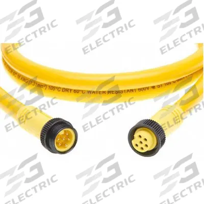 BRAD HARRISON Extension Cordset: 7/8"-16 Male Straight x 7/8"-16 Female Straight, 6 Pins - Double-Ended Cordsets with PVC Jacket for Flexing Applications