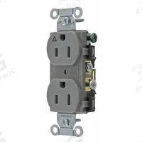 BRYANT Receptacle: Duplex, 5-15, Gray, 125V AC, 15 A, 2 Pole / 3 Wire (MPN CR15IGRY)